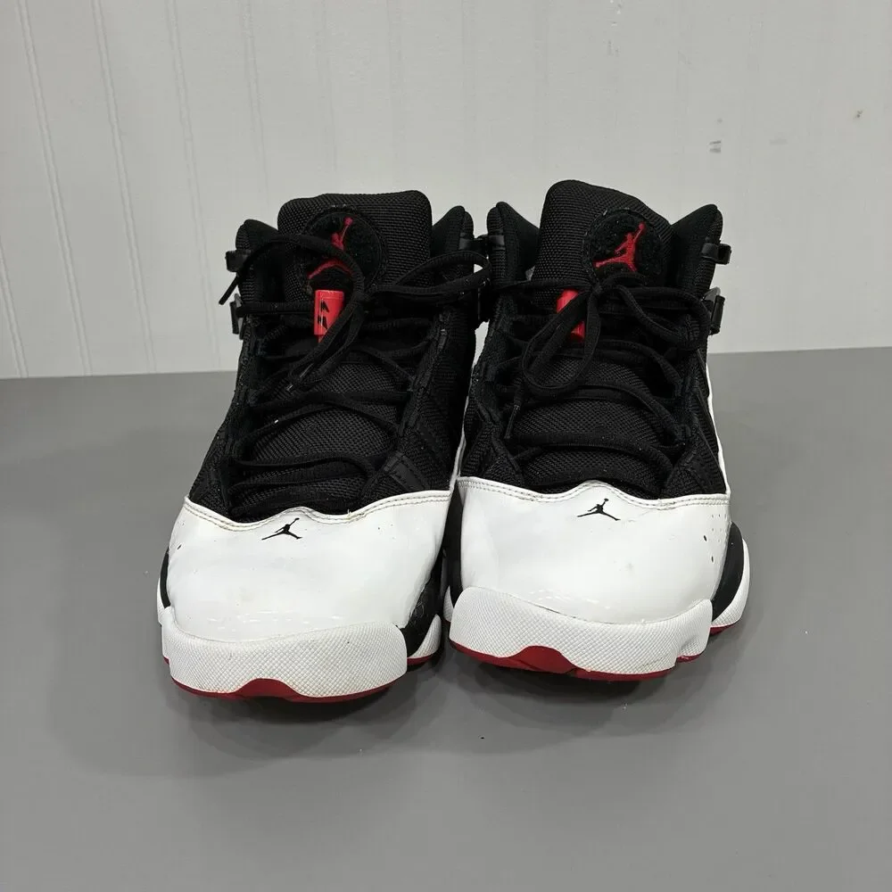 Nike Air Jordan 6 Rings Men's 10.5 Patent Bred Black Red White Shoes 322992-067